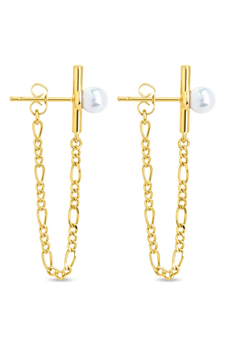 Sterling Forever Tristan Faux Pearl Chain Drop Earrings, Alternate, color, Gold