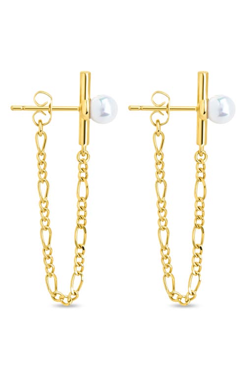 Sterling Forever Tristan Faux Pearl Chain Drop Earrings In Gold