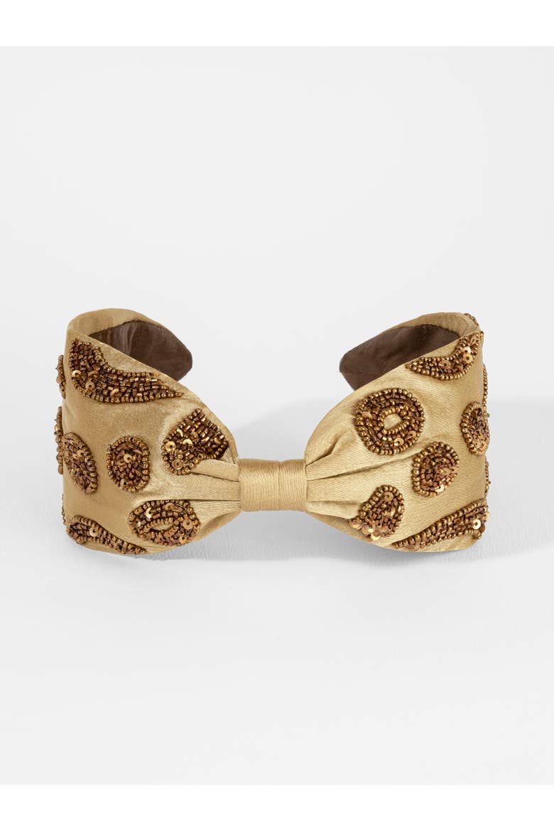 Champagne Paisley Headband, Main, color, Beige