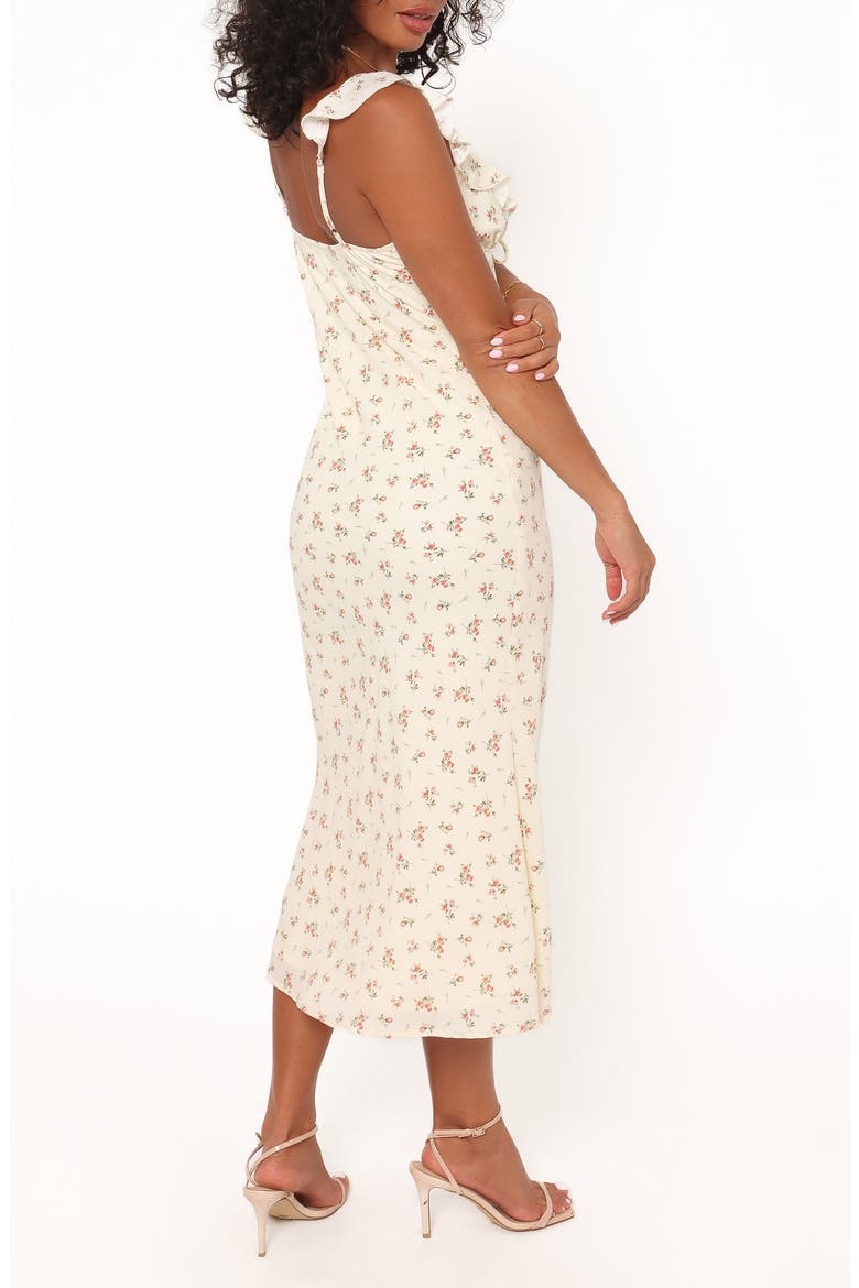 Sansa Ditsy Floral Deep V-Neck Midi Dress, Alternate, color, YELLOW FLORAL