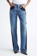 Dolce&Gabbana Lace Trim Straight Leg Jeans