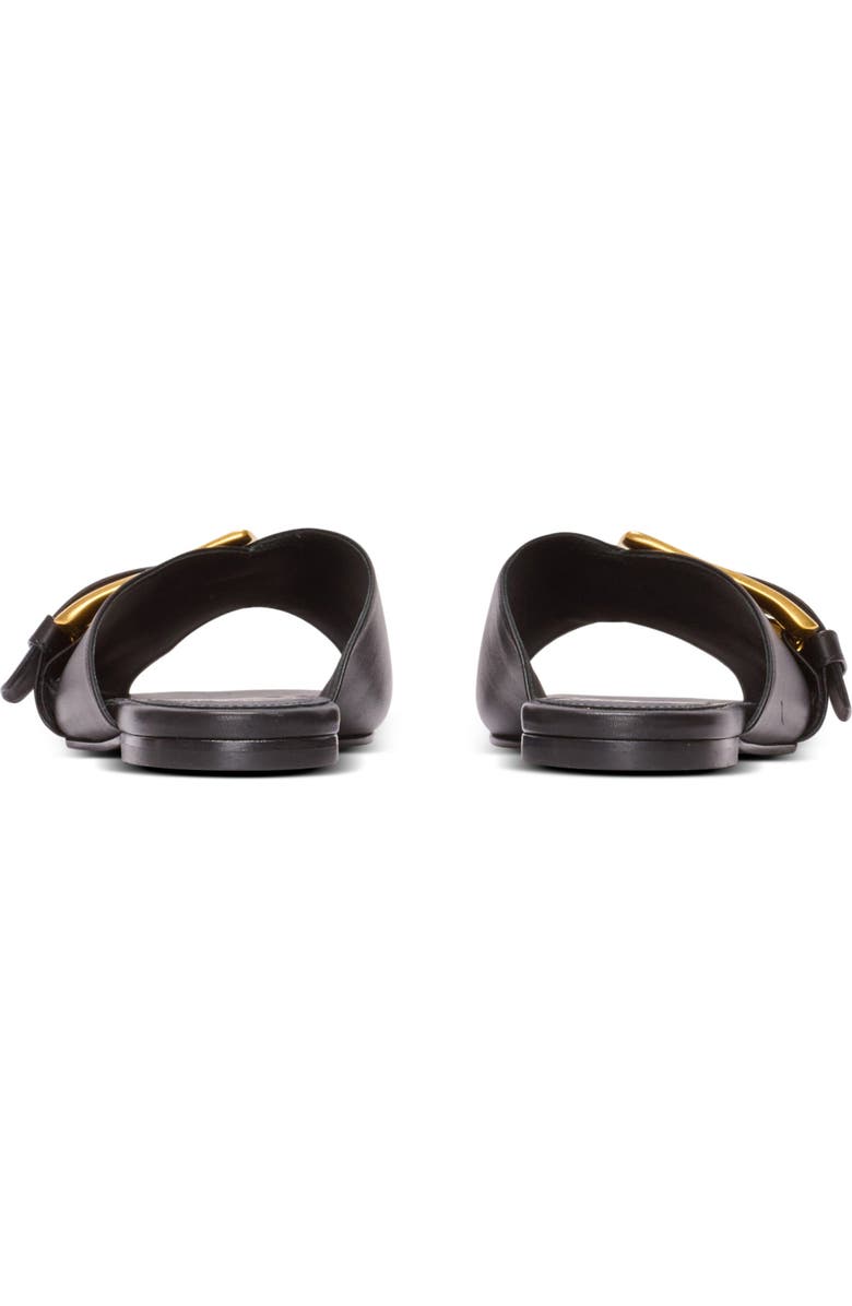 Balmain Anthem flat calfskin leather sandals, Alternate, color, Black