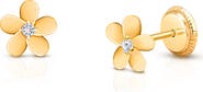 Tiny Blessings 14K Gold Forget Me Not Flower Stud Screw Back Earrings
