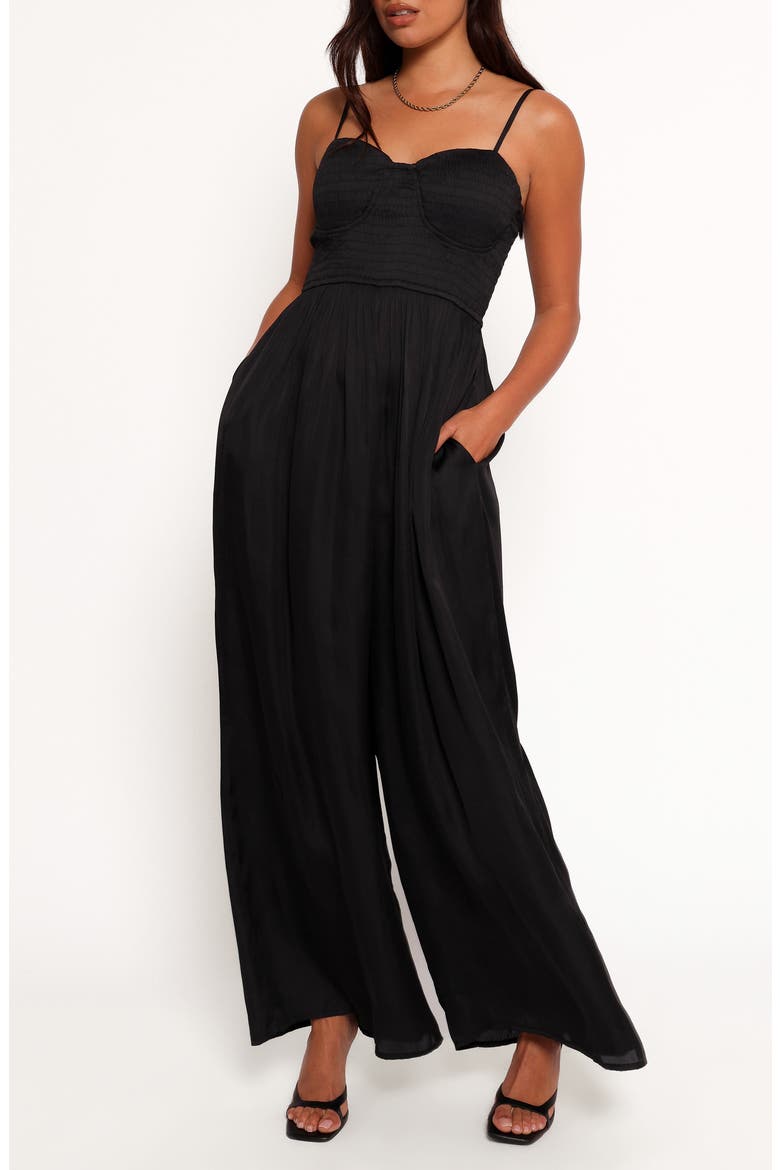 Karlie Sleeveless Wide Leg Jumpsuit, Main, color, BLACK