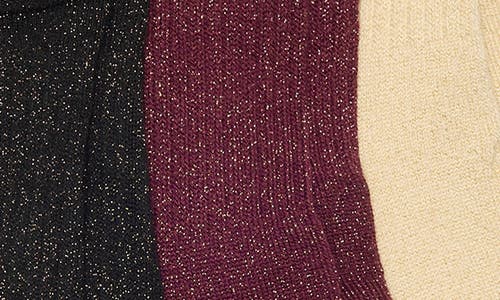 Nordstrom Rack Assorted 3-pack Bow Back Glitter Demi Crew Socks In Multi
