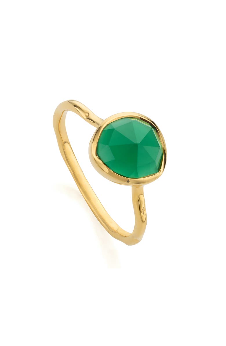 Monica Vinader Siren Green Onyx Stacking Ring, Main, color, Green Onyx/ Yellow Gold
