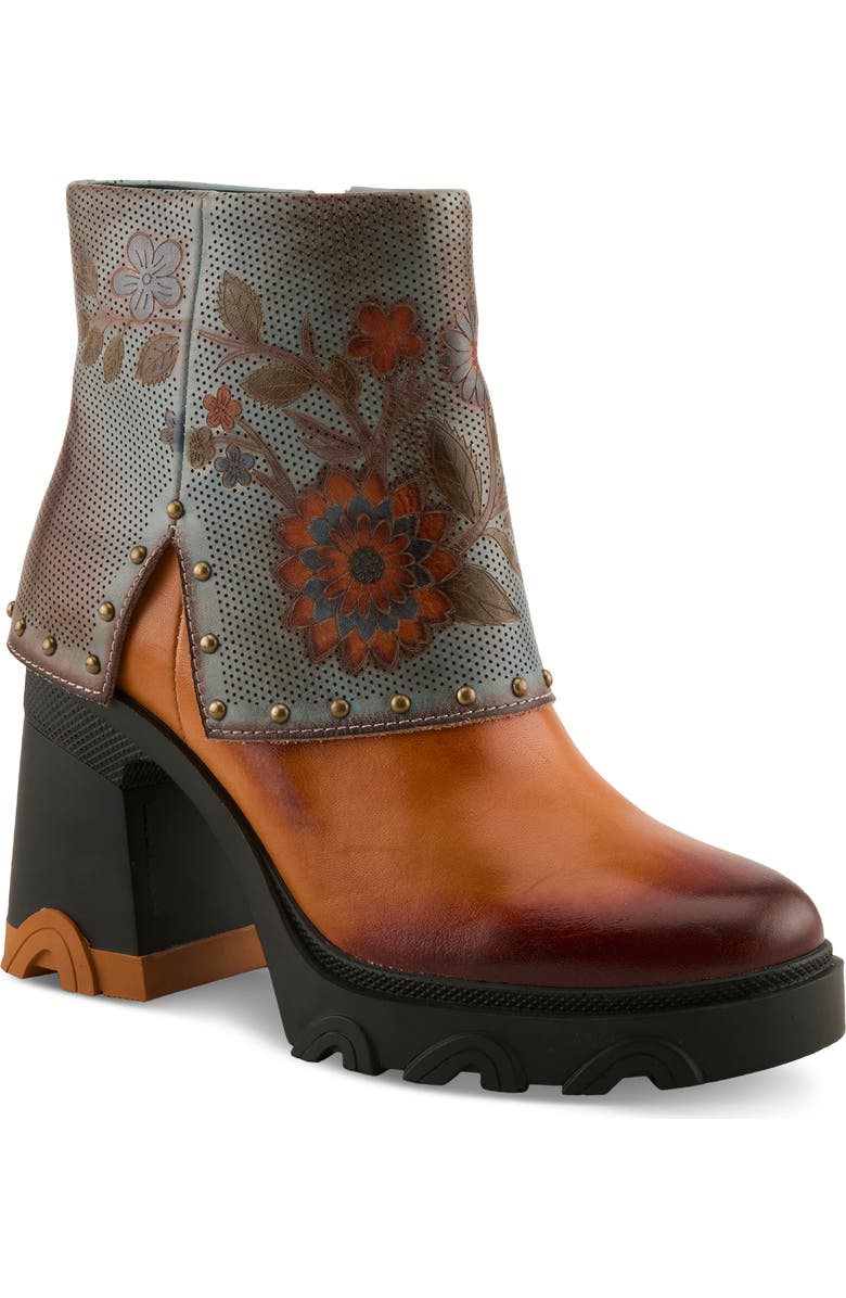L'Artiste by Spring Step Carizma Foldover Shaft Platform Bootie, Main, color, Camel Multi