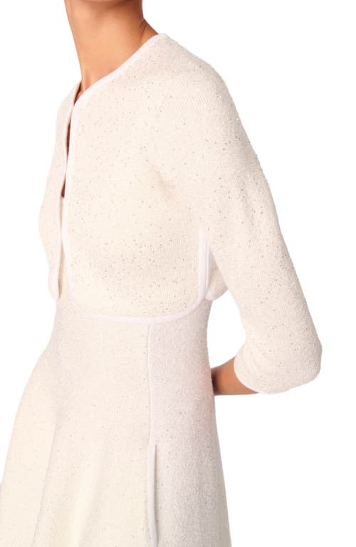 Maje Cropped Cardigan With Rhinestones In White