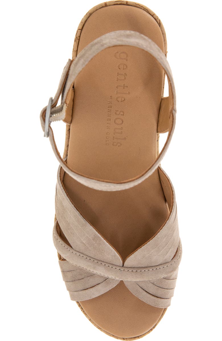 Gentle Souls Nomi Ankle Strap Platform Wedge Sandal, Alternate, color, Mushroom Suede