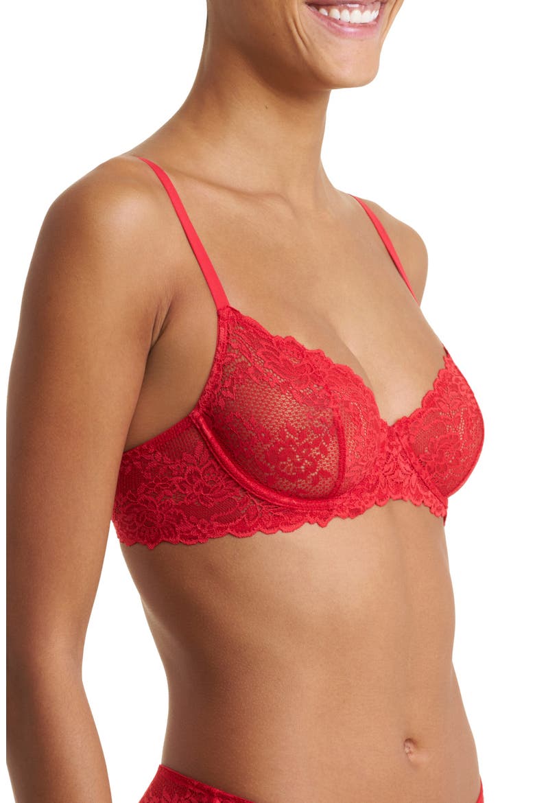 Heavenly Lace Convertible Balconette Bra, Alternate, color, HOLIDAY RED