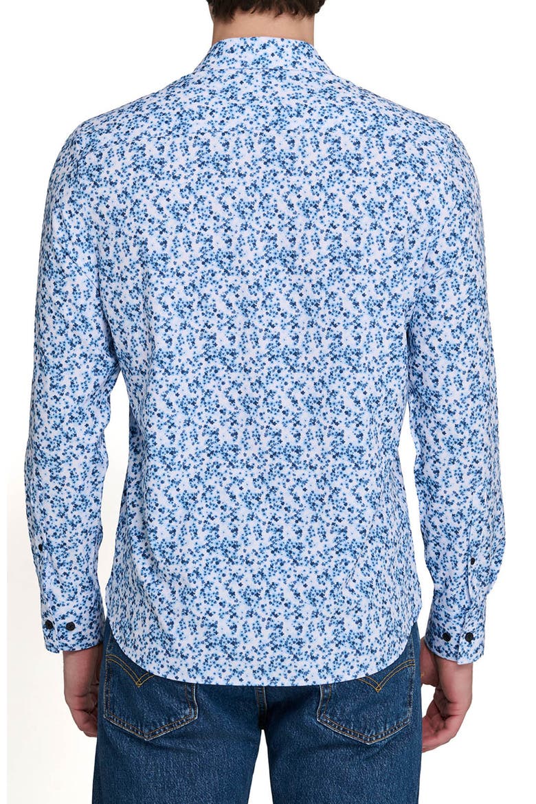Slim Fit Floral Cluster Performance Long Sleeve Shirt, Alternate, color, WHITE/BLUE