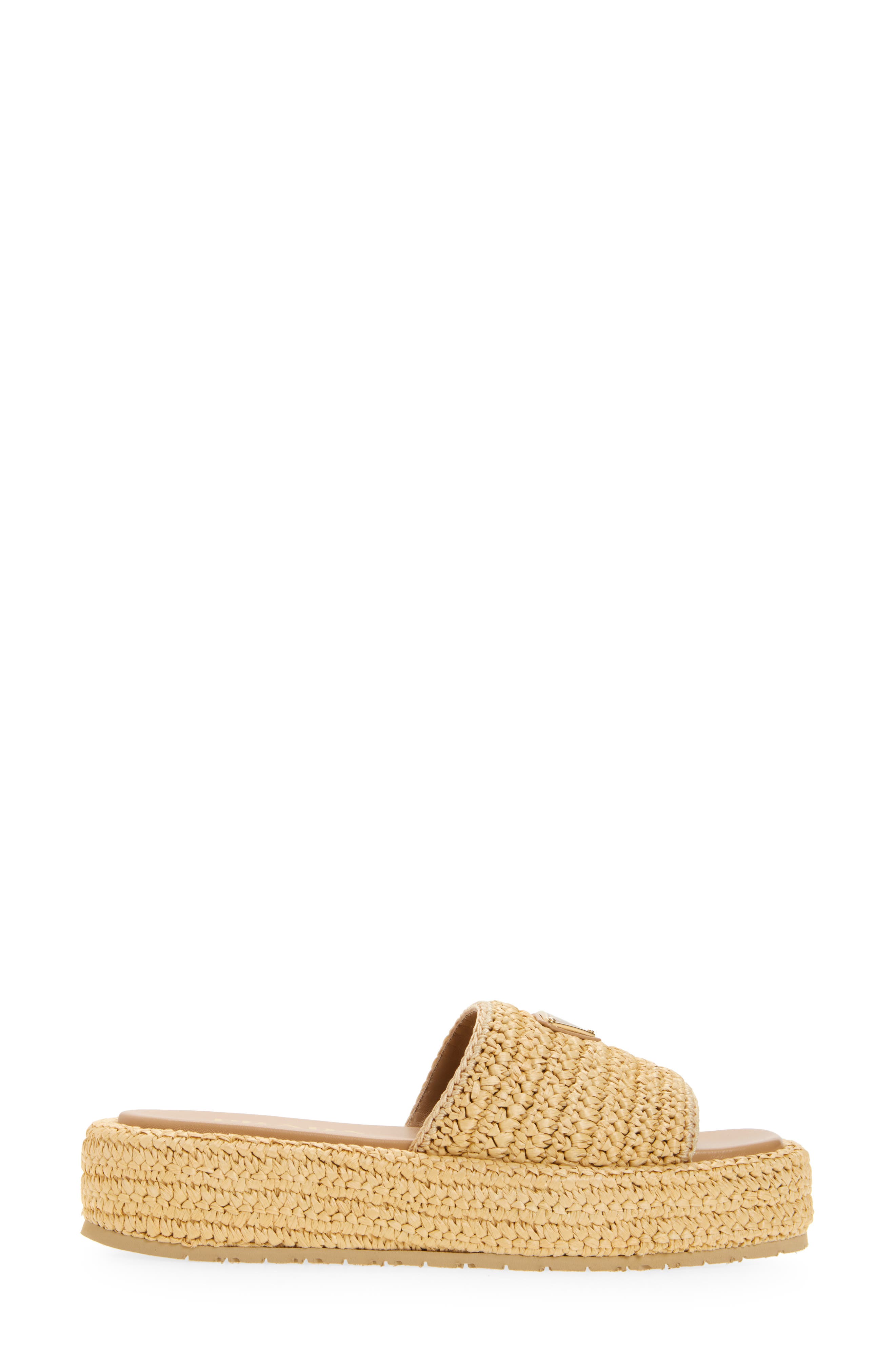 Prada Raffia Flatform Slide Sandal, Alternate, color, Naturale