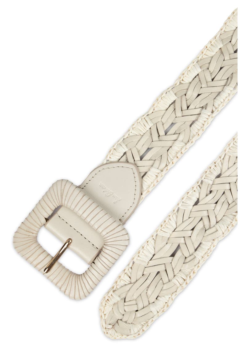 Woven Raffia & Leather Belt, Alternate, color, BONE
