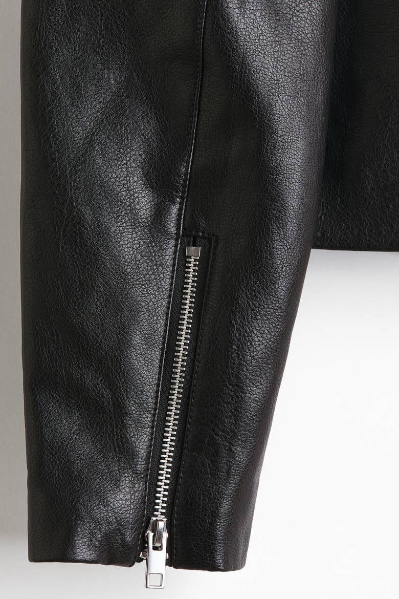 Coated Biker Jacket, Alternate, color, Black