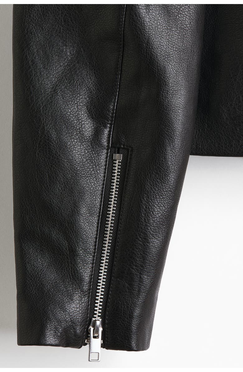 H&M Coated Biker Jacket, Alternate, color, Black