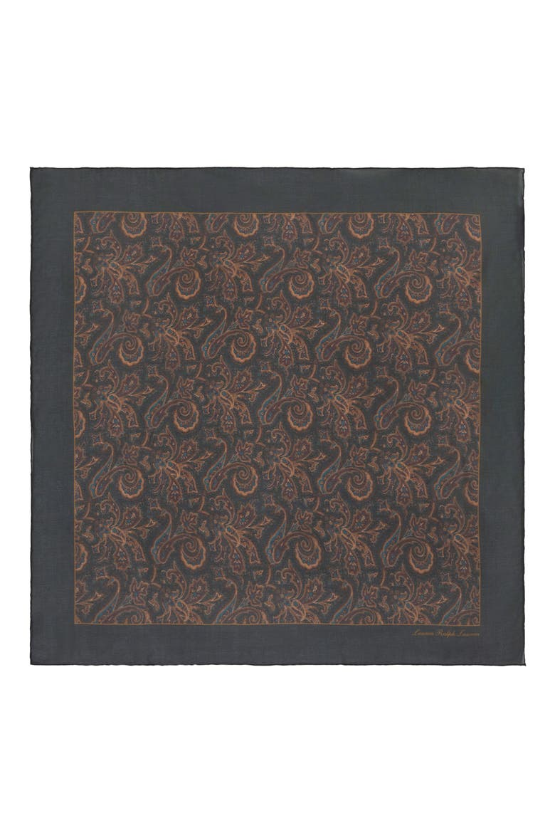 Paisley Silk Square Scarf, Alternate, color, DARK GREEN