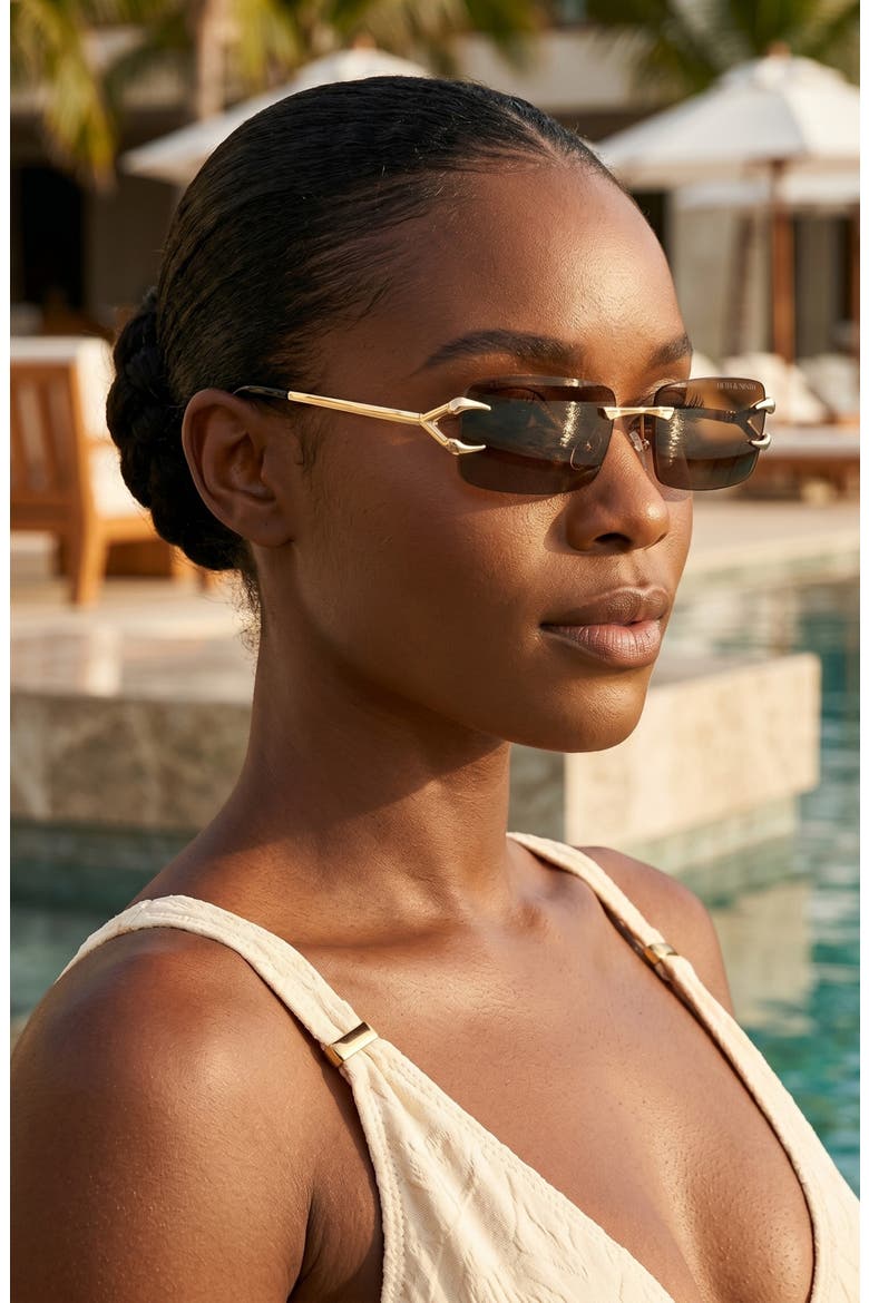 Voss 58mm Rectangular Sunglasses, Alternate, color, GOLD/ BROWN