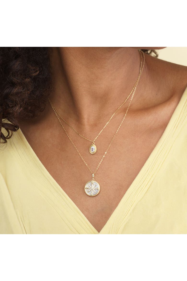 Mother of Pearl Compass Necklace, Alternate, color, Mother of Pearl