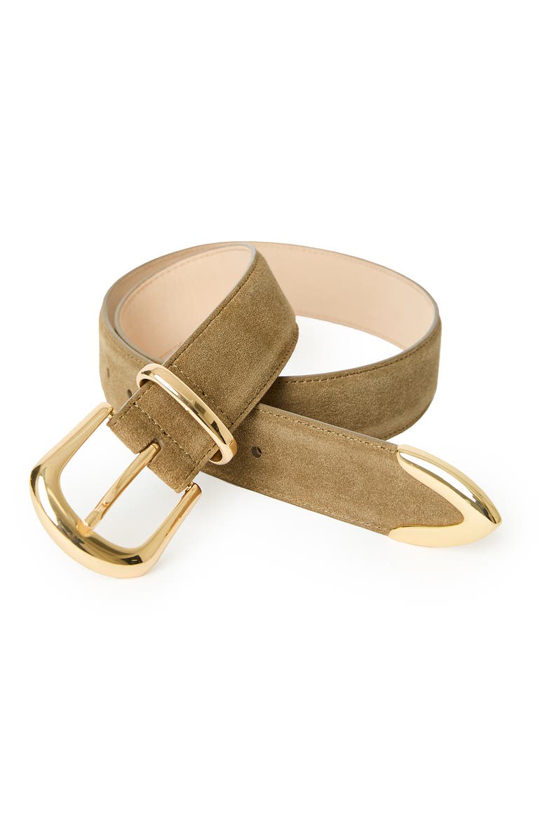 Marc Suede Belt, Alternate, color, DARK MOSS/ GOLD