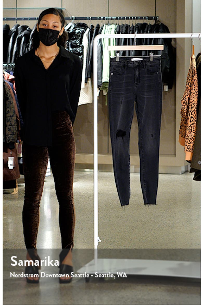 Distressed High Waist Raw Hem Skinny Jeans video