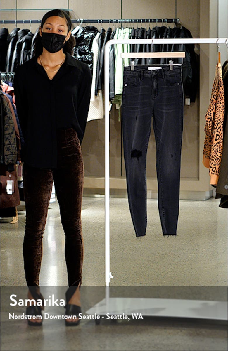 Distressed High Waist Raw Hem Skinny Jeans, sales video thumbnail