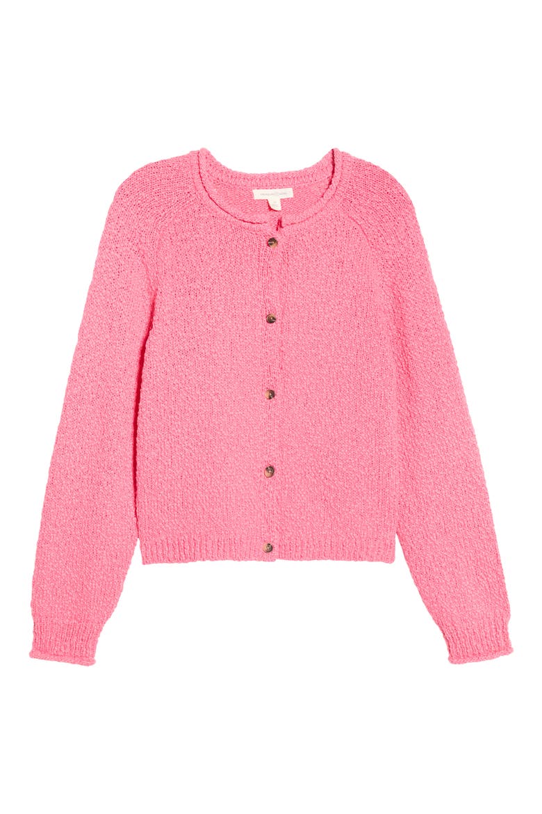 Fitted Crewneck Cardigan, Alternate, color, PINK LEMONADE