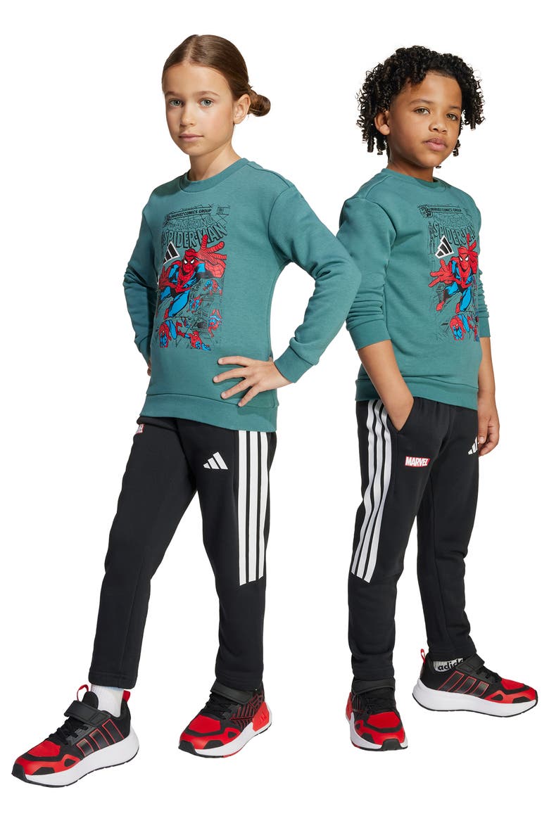 Kids' x Marvel Spider-Man Sweatshirt & Track Pants Set, Alternate, color, PRETEA/WHI