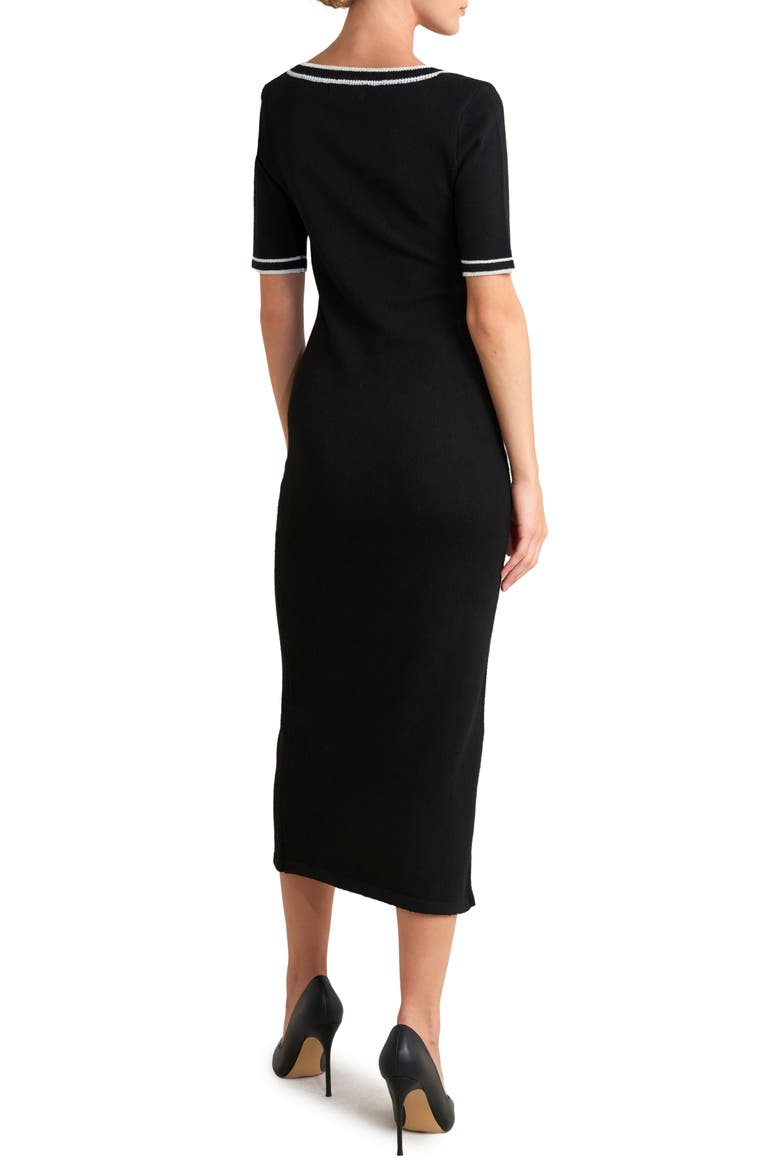 Knit Midi Dress, Alternate, color, BLACK/ WHITE