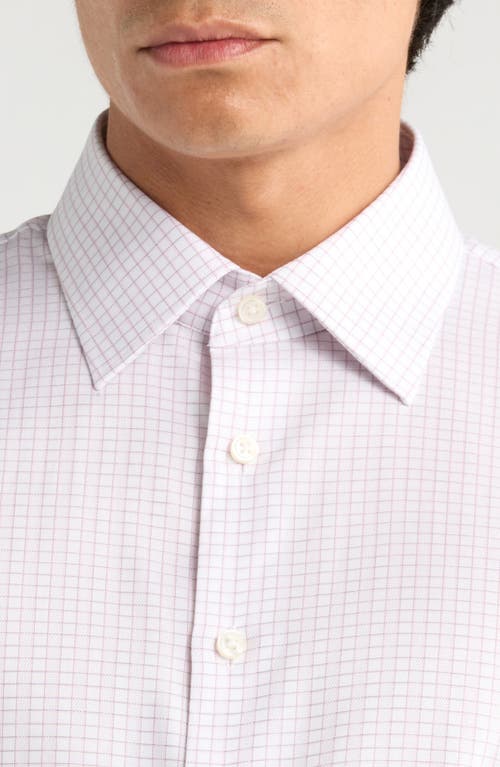 Nordstrom Trim Fit Check Non-iron Cotton Dress Shirt In White