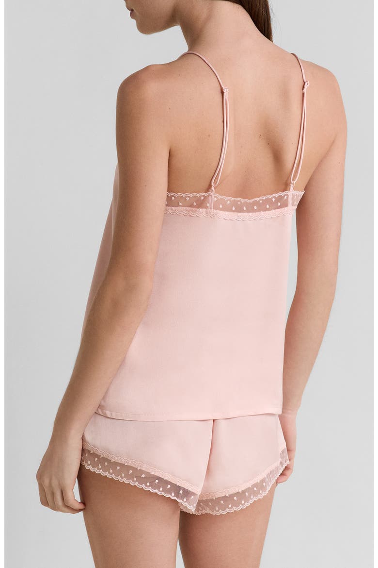 Plume Lace Trim Satin Camisole, Alternate, color, POWDER PINK