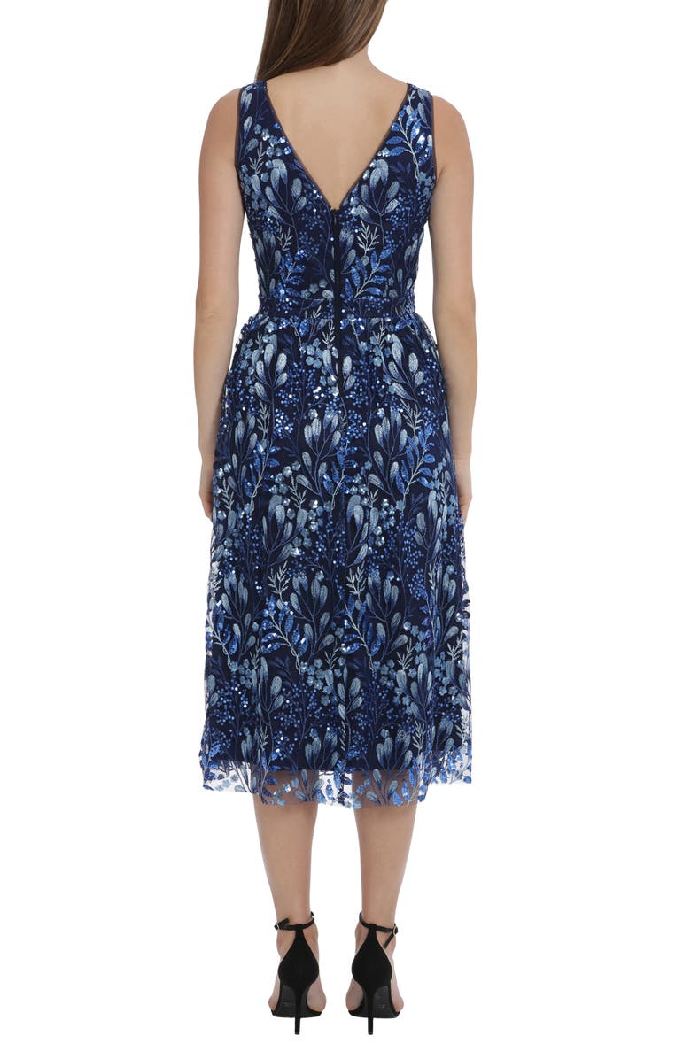 Maggy London Woodland Sequin Embroidered Sleeveless Midi Dress, Alternate, color,