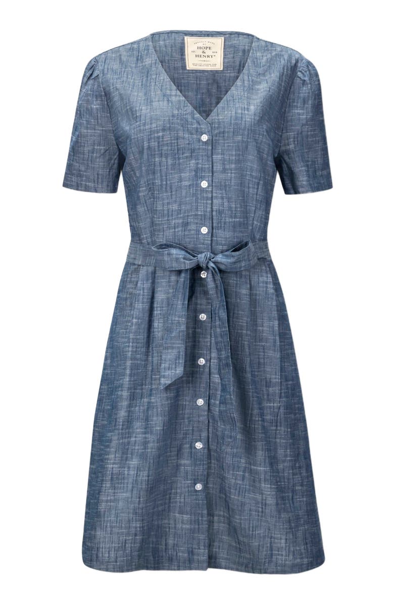 Hope & Henry Women's Organic Button Front Chambray Dress, Alternate, color, Blue Chambray