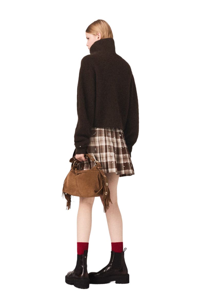 maje Yak blend roll-neck sweater, Alternate, color, Dark Brown