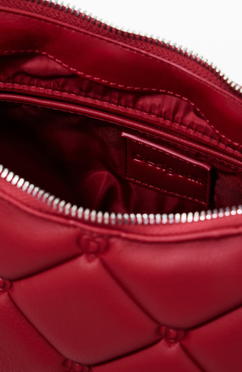 Desigual Diamond Quilted Faux Leather Shoulder Bag, Alternate, color, Maroon