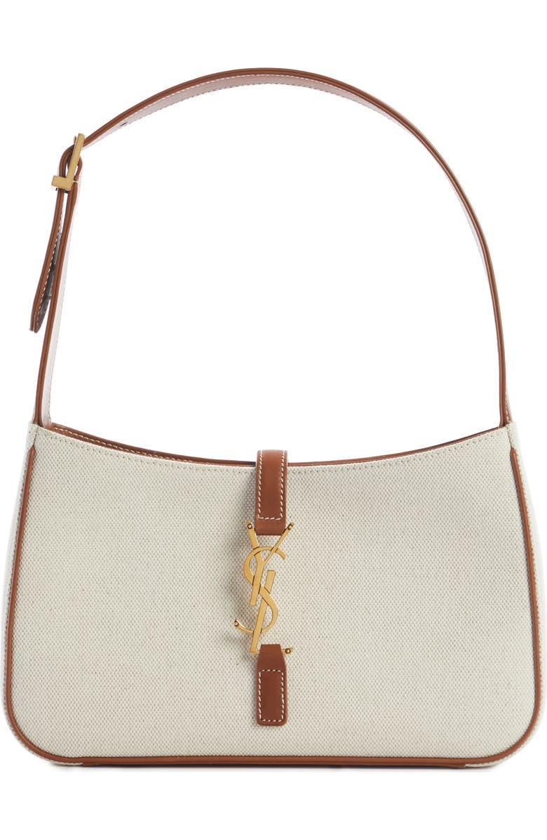 Saint Laurent Le 5 à 7 Linen Canvas Hobo Bag, Main, color,