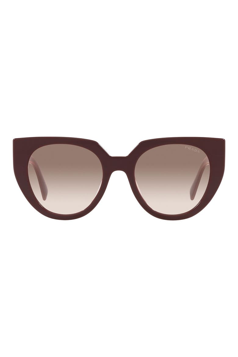 52mm Cat Eye Sunglasses, Main, color, GARNET/ CLEAR GRADIENT BROWN
