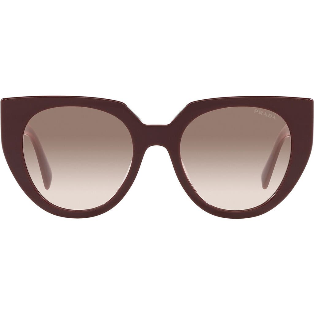 Prada 52mm Cat Eye Sunglasses In Garnet/clear Gradient Brown