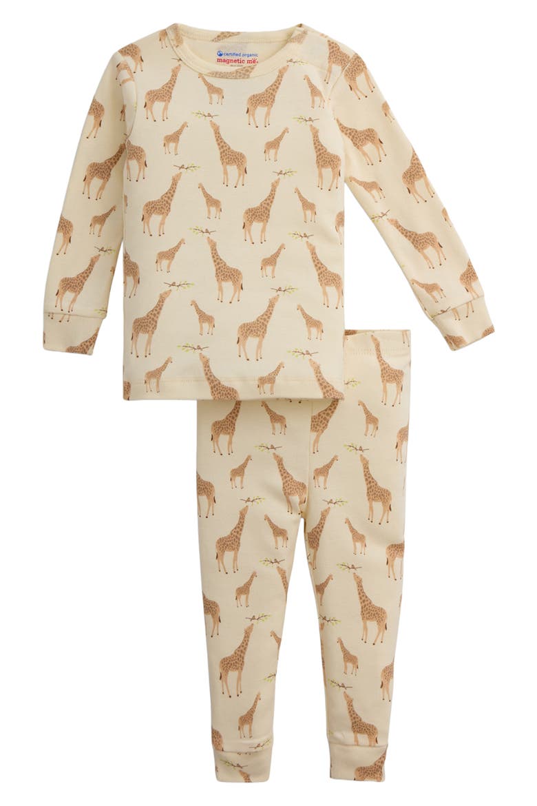 Kids' Jolie Giraffe Two-Piece Fitted Pajamas, Main, color, WHITE