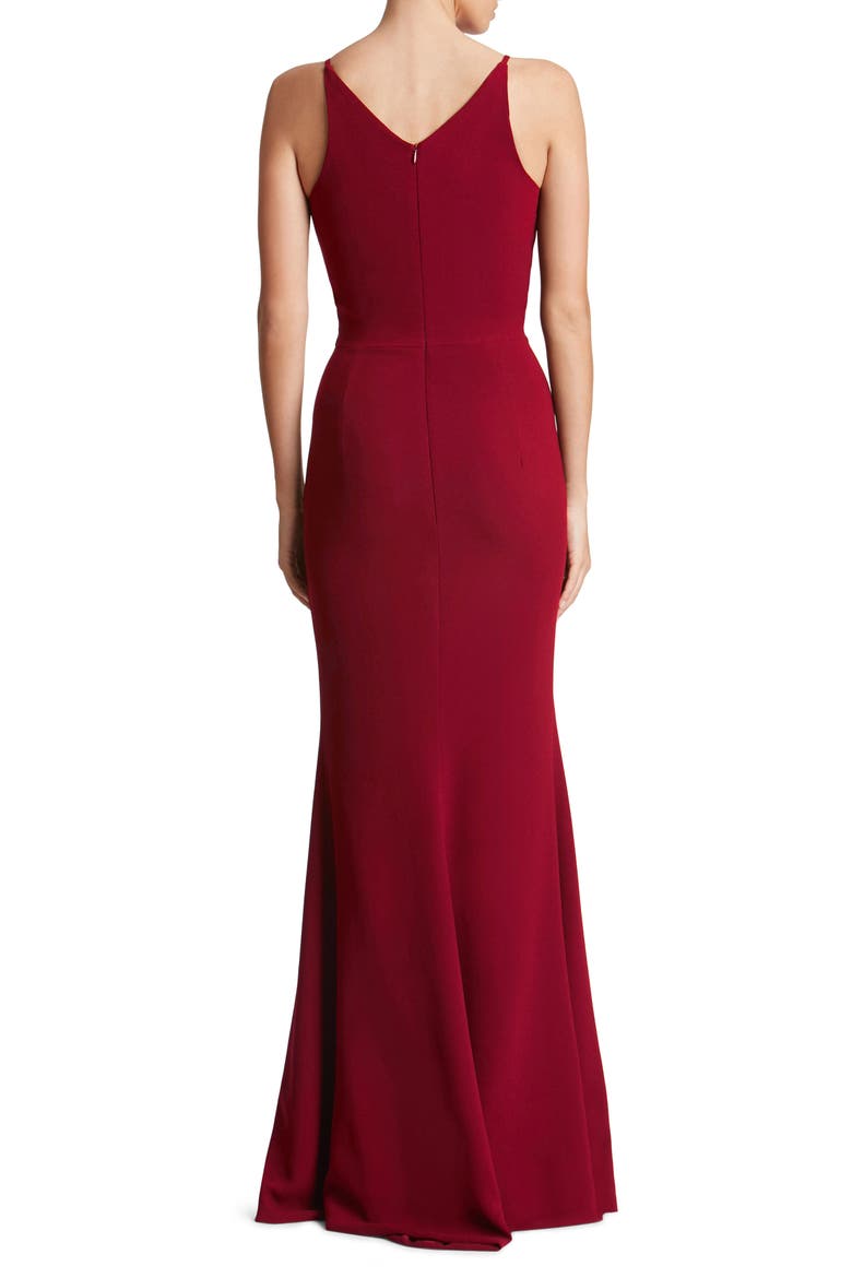 Iris Slit Crepe Gown, Alternate, color, GARNET