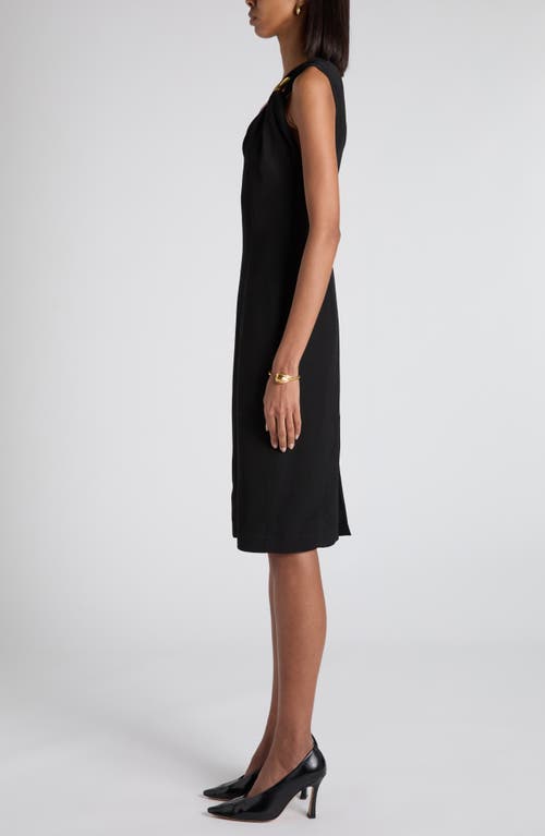 Bottega Veneta Buckle Sleeveless Grainy Viscose Linen Dress In Black