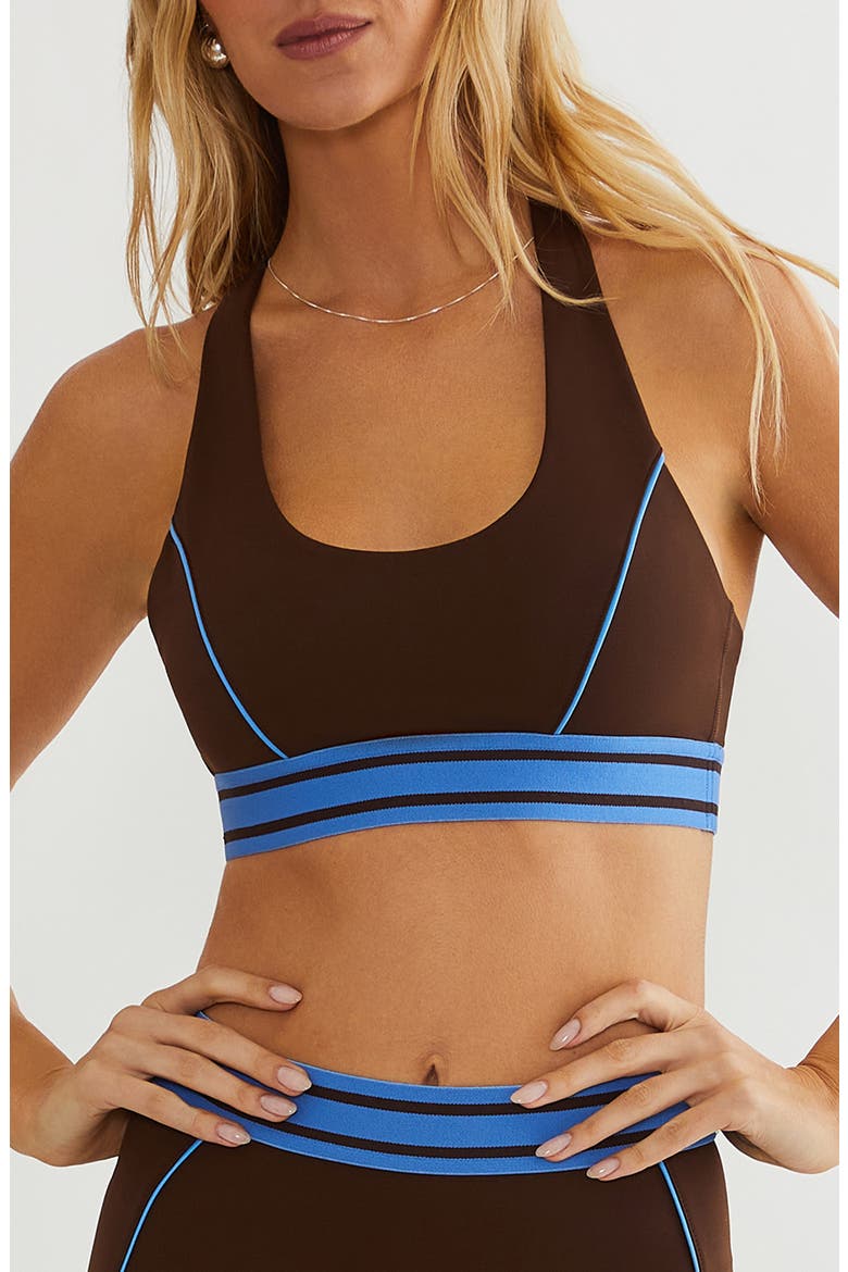 Lucille Racerback Sports Bra, Main, color, CARIBOU BLUE