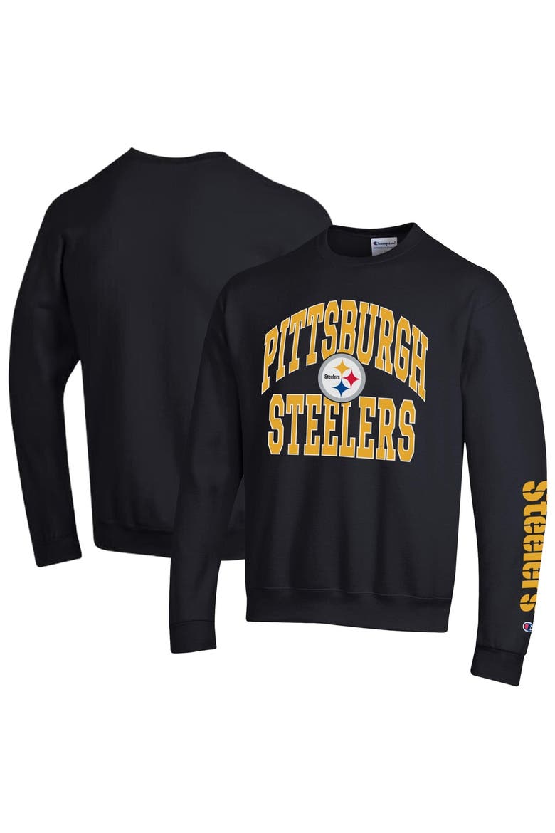 Men's Champion  Black Pittsburgh Steelers Powerblend Fleece Sweatshirt, Main, color, Black