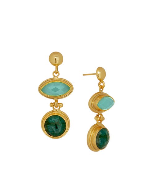 Melis Aqua and Emerald Drop Earrings