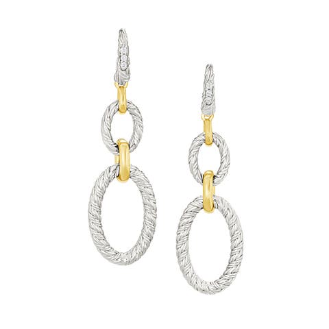 Marseille Sterling Silver with 18k Gold Double Oval Earrings