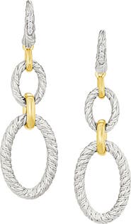 Jan Leslie Marseille Sterling Silver with 18k Gold Double Oval Earrings