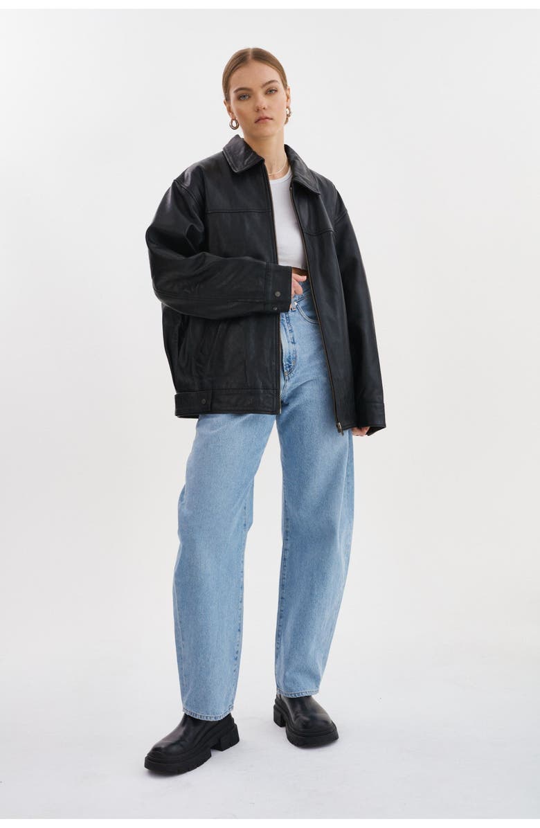 LAMARQUE THEIA | Leather Bomber Jacket, Alternate, color, Black