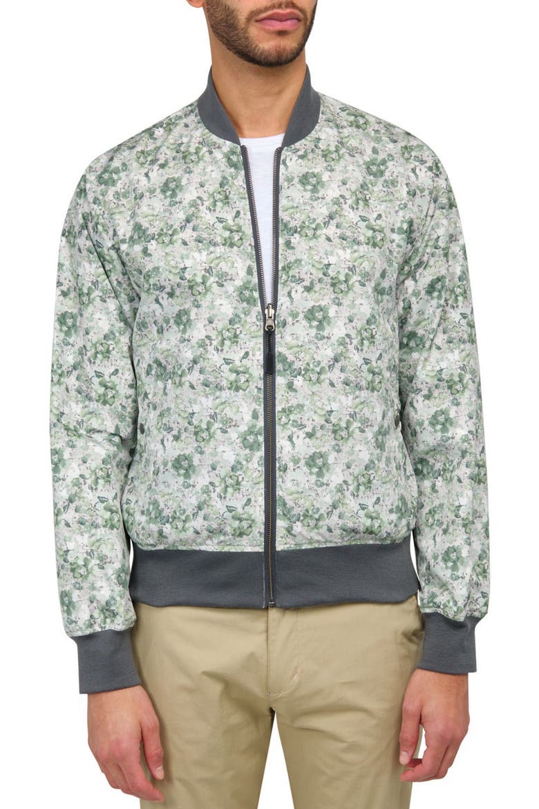 Slim Fit Floral Reversible Bomber Jacket, Alternate, color, BEIGE