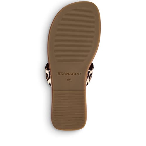 Shop Bernardo Footwear Tamer Haircalf Slip-on Sandal In Cream Leopard