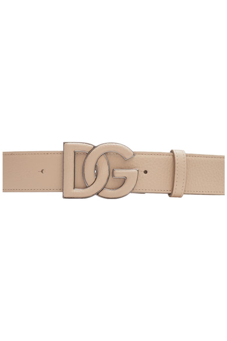 DG Logo Buckle Leather Belt, Alternate, color, SABBIA 3