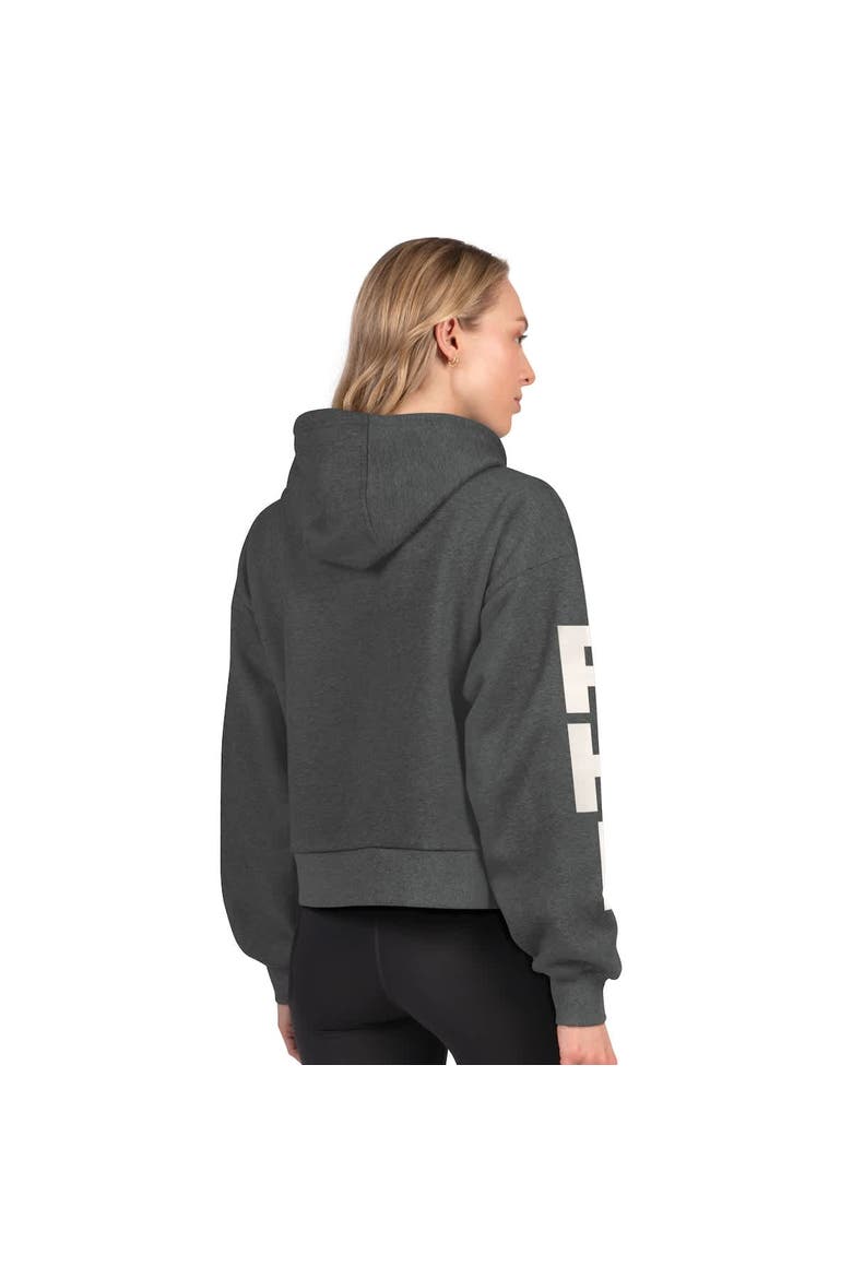 Women's Starter  Heather Charcoal Philadelphia Flyers Star Player Cropped Fleece Hoodie, Alternate, color, Heather Charcoal